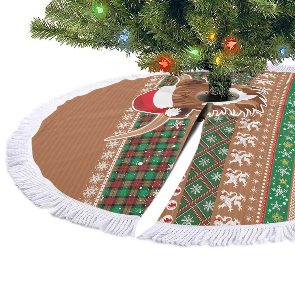 Scottish Christmas Tree Skirt Highland Cattle-Xmas Tartan Stripes Style Brown Color - Wonder Print Shop