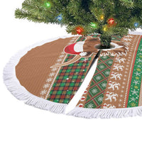 Scottish Christmas Tree Skirt Highland Cattle-Xmas Tartan Stripes Style Brown Color - Wonder Print Shop