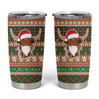 Scottish Christmas Tumbler Cup Highland Cattle-Xmas Tartan Stripes Style Brown Color - Wonder Print Shop