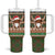 Scottish Christmas Tumbler With Handle Highland Cattle-Xmas Tartan Stripes Style Brown Color - Wonder Print Shop