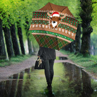 Scottish Christmas Umbrella Highland Cattle-Xmas Tartan Stripes Style Brown Color - Wonder Print Shop