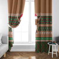 Scottish Christmas Window Curtain Highland Cattle-Xmas Tartan Stripes Style Brown Color - Wonder Print Shop