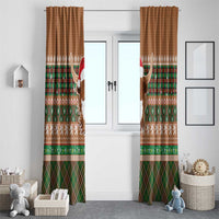 Scottish Christmas Window Curtain Highland Cattle-Xmas Tartan Stripes Style Brown Color - Wonder Print Shop