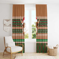 Scottish Christmas Window Curtain Highland Cattle-Xmas Tartan Stripes Style Brown Color - Wonder Print Shop