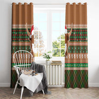 Scottish Christmas Window Curtain Highland Cattle-Xmas Tartan Stripes Style Brown Color - Wonder Print Shop