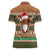 Scottish Christmas Women Polo Shirt Highland Cattle-Xmas Tartan Stripes Style Brown Color - Wonder Print Shop