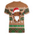 Scottish Christmas Women V-Neck T-Shirt Highland Cattle-Xmas Tartan Stripes Style Brown Color - Wonder Print Shop