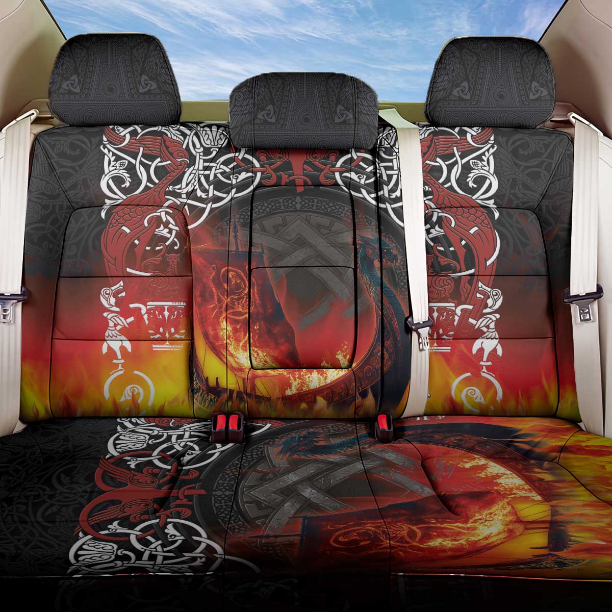 Scotland Up Helly Aa Back Car Seat Cover Drakkar Viking Longship Burning The Return of The Light - Wonder Print Shop