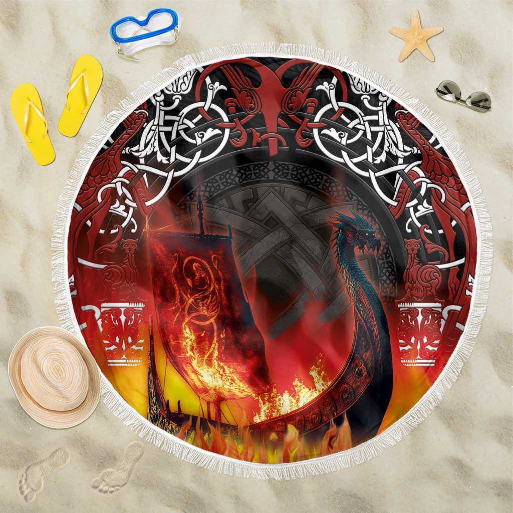 Scotland Up Helly Aa Beach Blanket Drakkar Viking Longship Burning The Return of The Light - Wonder Print Shop