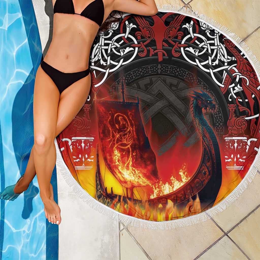 Scotland Up Helly Aa Beach Blanket Drakkar Viking Longship Burning The Return of The Light - Wonder Print Shop