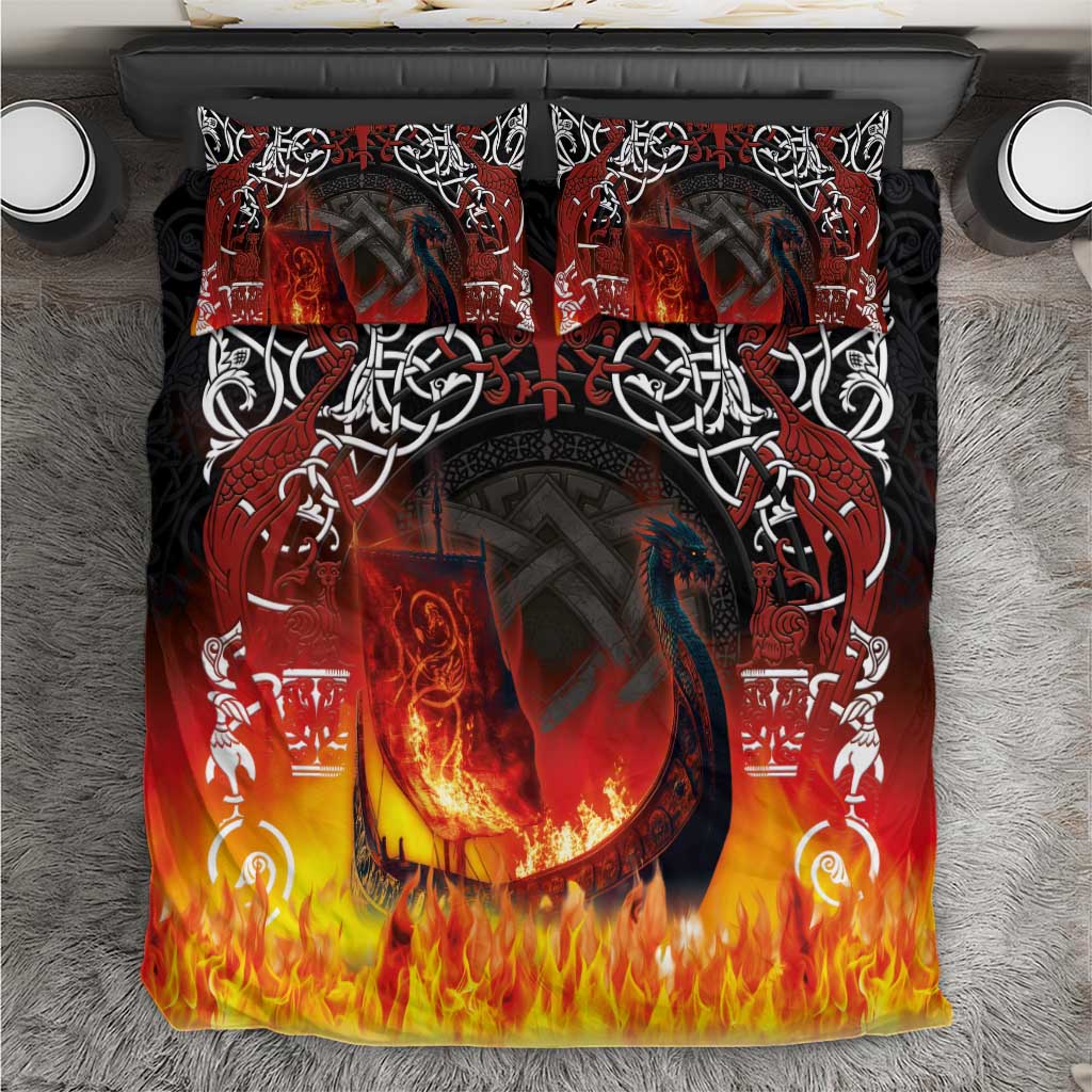 Scotland Up Helly Aa Bedding Set Drakkar Viking Longship Burning The Return of The Light - Wonder Print Shop