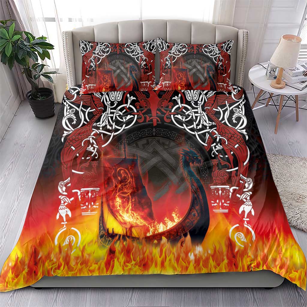 Scotland Up Helly Aa Bedding Set Drakkar Viking Longship Burning The Return of The Light - Wonder Print Shop