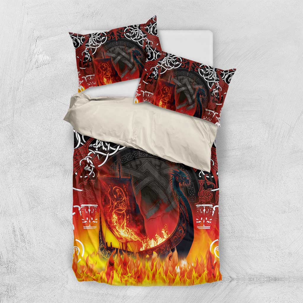 Scotland Up Helly Aa Bedding Set Drakkar Viking Longship Burning The Return of The Light - Wonder Print Shop