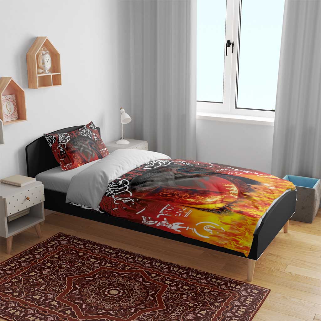 Scotland Up Helly Aa Bedding Set Drakkar Viking Longship Burning The Return of The Light - Wonder Print Shop