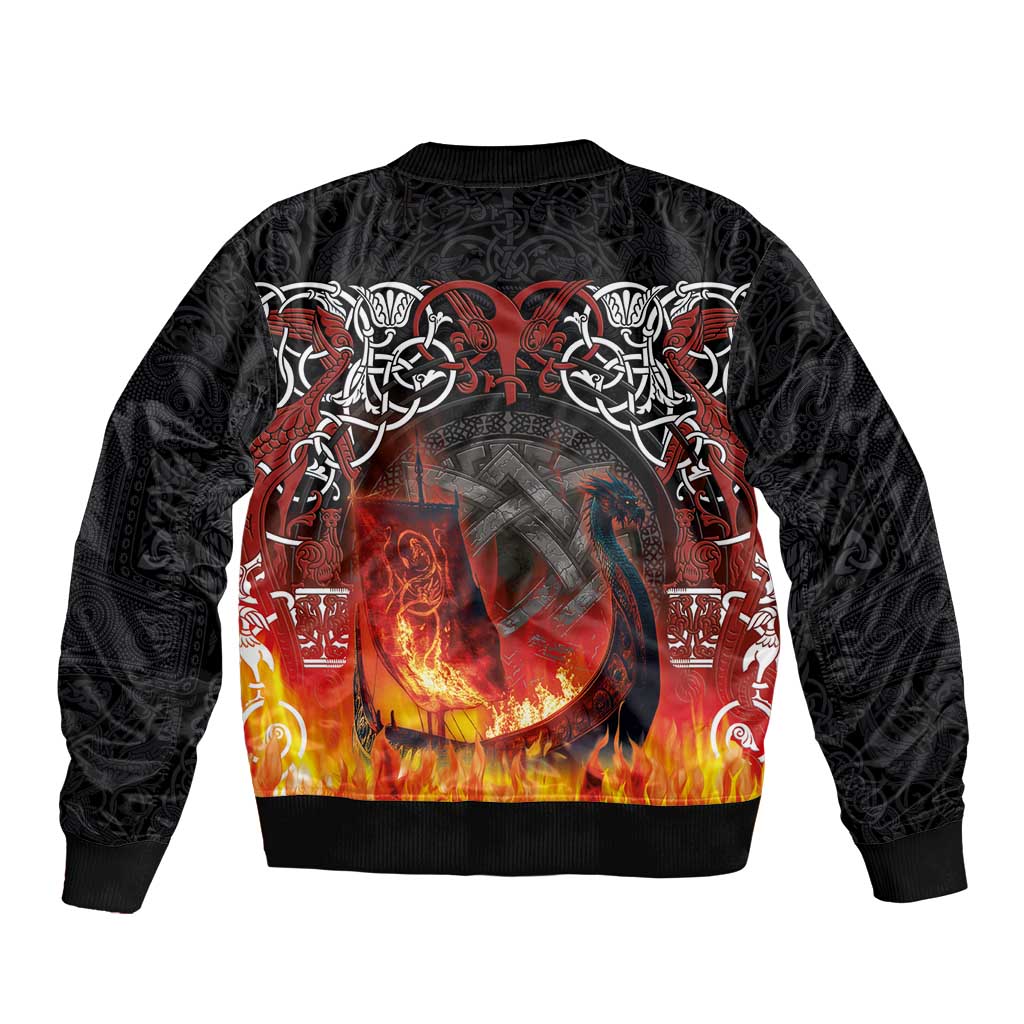 Scotland Up Helly Aa Bomber Jacket Drakkar Viking Longship Burning The Return of The Light - Wonder Print Shop
