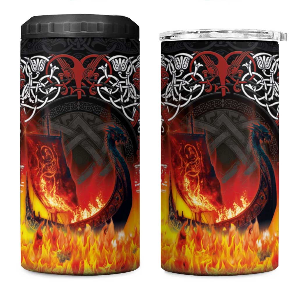 Scotland Up Helly Aa 4 in 1 Can Cooler Tumbler Drakkar Viking Longship Burning The Return of The Light - Wonder Print Shop