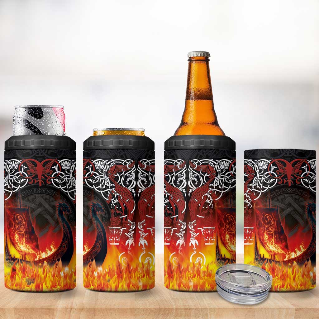 Scotland Up Helly Aa 4 in 1 Can Cooler Tumbler Drakkar Viking Longship Burning The Return of The Light - Wonder Print Shop