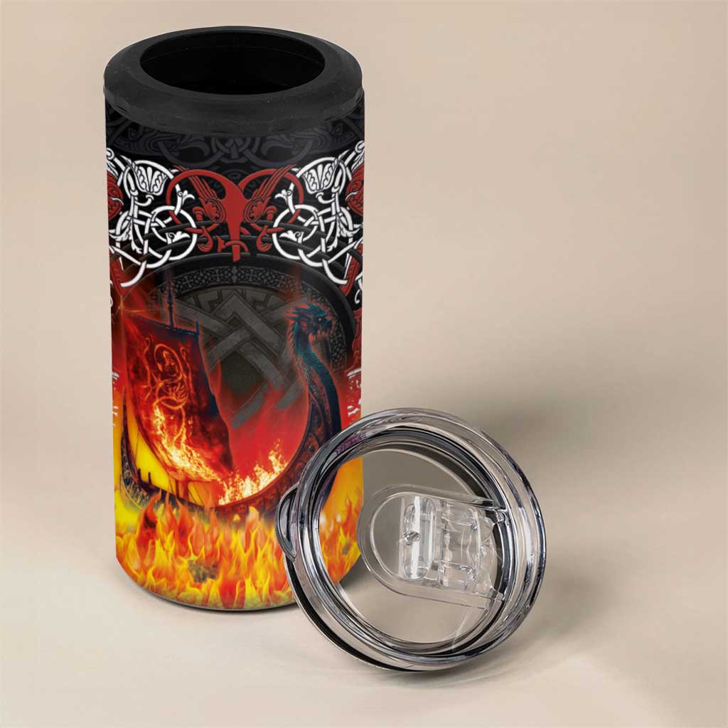 Scotland Up Helly Aa 4 in 1 Can Cooler Tumbler Drakkar Viking Longship Burning The Return of The Light - Wonder Print Shop