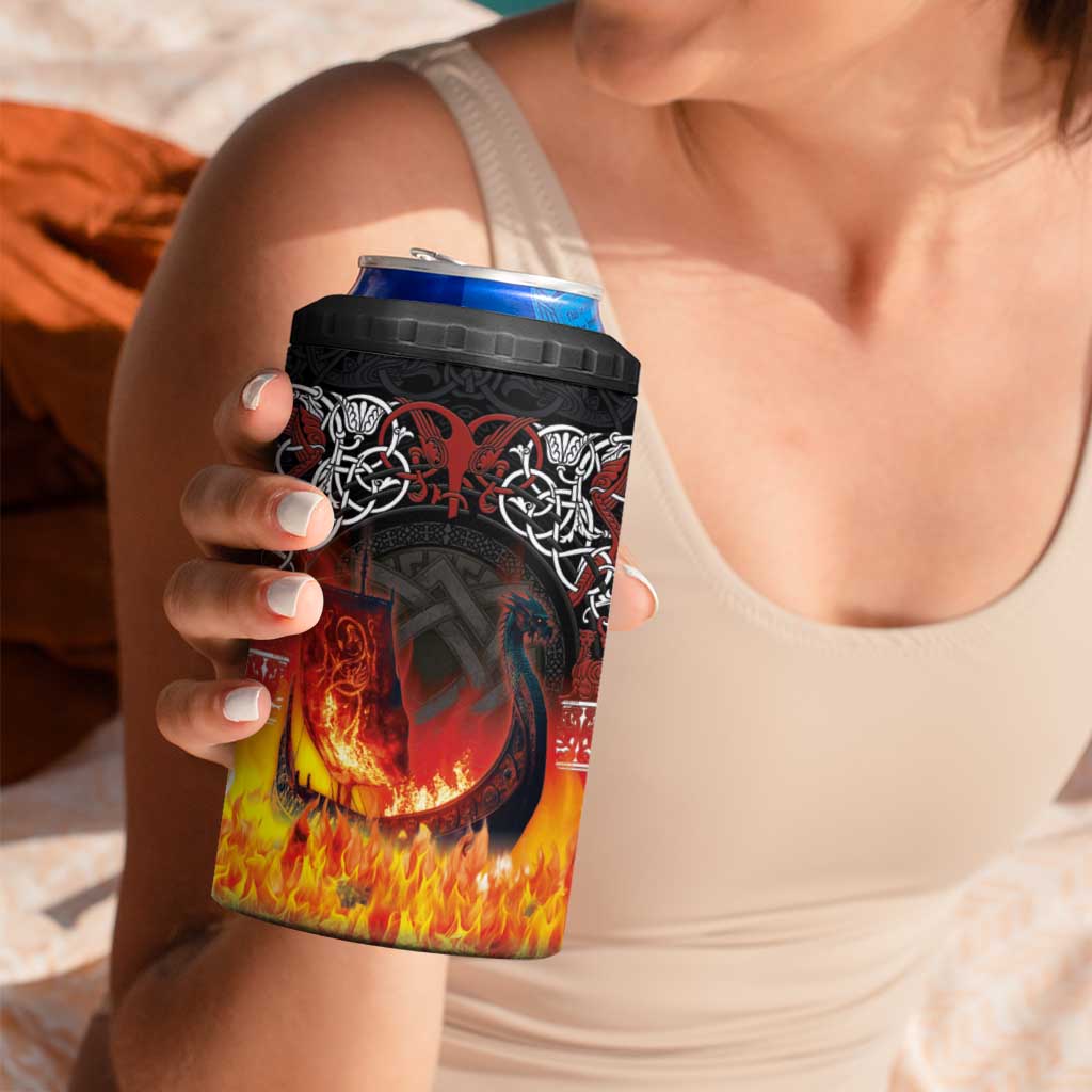 Scotland Up Helly Aa 4 in 1 Can Cooler Tumbler Drakkar Viking Longship Burning The Return of The Light - Wonder Print Shop