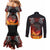 Scotland Up Helly Aa Couples Matching Mermaid Dress and Long Sleeve Button Shirt Drakkar Viking Longship Burning The Return of The Light