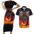 Scotland Up Helly Aa Couples Matching Short Sleeve Bodycon Dress and Hawaiian Shirt Drakkar Viking Longship Burning The Return of The Light - Wonder Print Shop