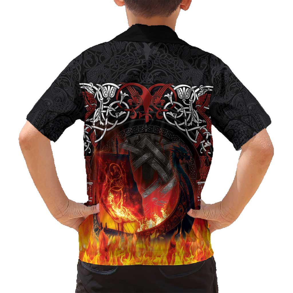 Scotland Up Helly Aa Family Matching Long Sleeve Bodycon Dress and Hawaiian Shirt Drakkar Viking Longship Burning The Return of The Light - Wonder Print Shop