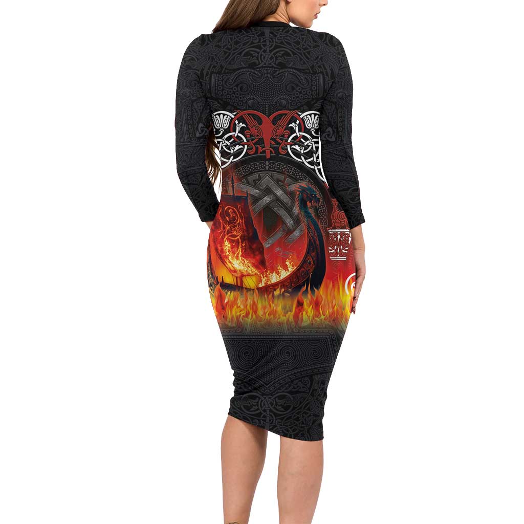 Scotland Up Helly Aa Family Matching Long Sleeve Bodycon Dress and Hawaiian Shirt Drakkar Viking Longship Burning The Return of The Light - Wonder Print Shop