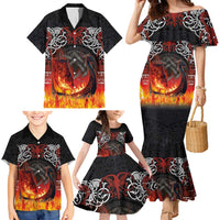 Scotland Up Helly Aa Family Matching Mermaid Dress and Hawaiian Shirt Drakkar Viking Longship Burning The Return of The Light - Wonder Print Shop