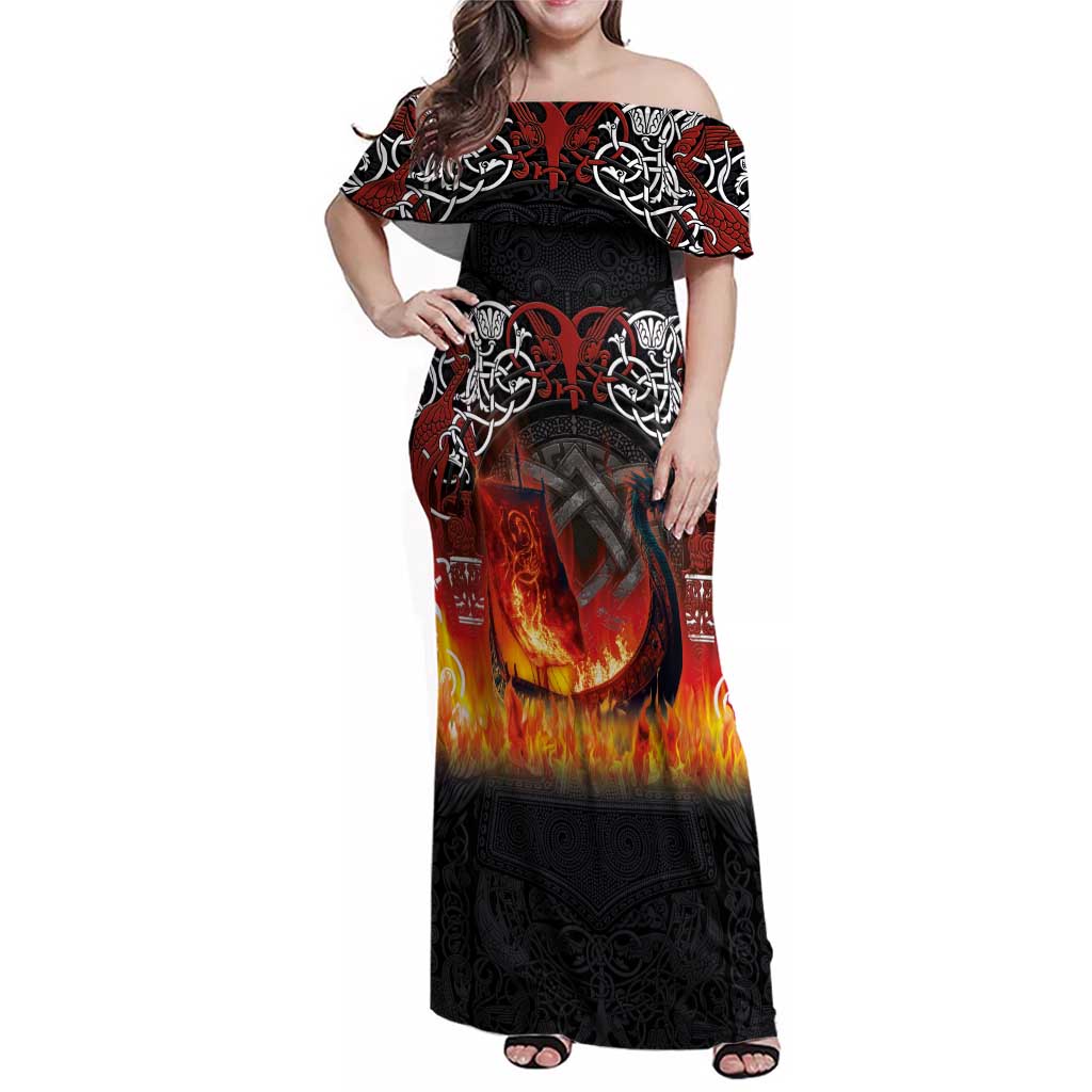 Scotland Up Helly Aa Family Matching Off Shoulder Maxi Dress and Hawaiian Shirt Drakkar Viking Longship Burning The Return of The Light - Wonder Print Shop