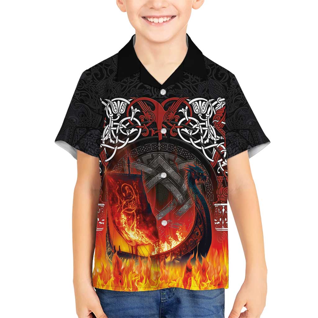 Scotland Up Helly Aa Family Matching Off Shoulder Short Dress and Hawaiian Shirt Drakkar Viking Longship Burning The Return of The Light - Wonder Print Shop