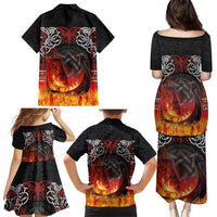 Scotland Up Helly Aa Family Matching Puletasi and Hawaiian Shirt Drakkar Viking Longship Burning The Return of The Light - Wonder Print Shop