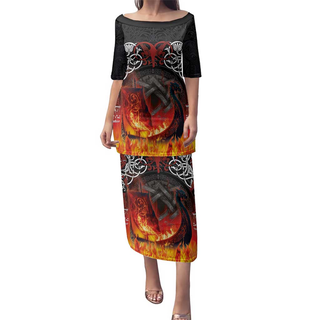 Scotland Up Helly Aa Family Matching Puletasi and Hawaiian Shirt Drakkar Viking Longship Burning The Return of The Light - Wonder Print Shop