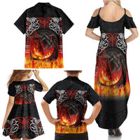 Scotland Up Helly Aa Family Matching Summer Maxi Dress and Hawaiian Shirt Drakkar Viking Longship Burning The Return of The Light - Wonder Print Shop
