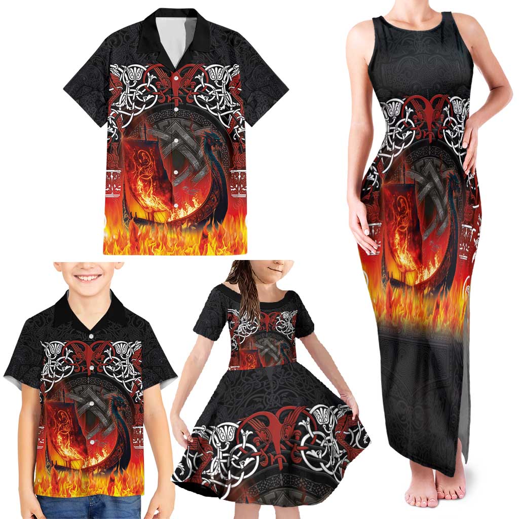 Scotland Up Helly Aa Family Matching Tank Maxi Dress and Hawaiian Shirt Drakkar Viking Longship Burning The Return of The Light - Wonder Print Shop