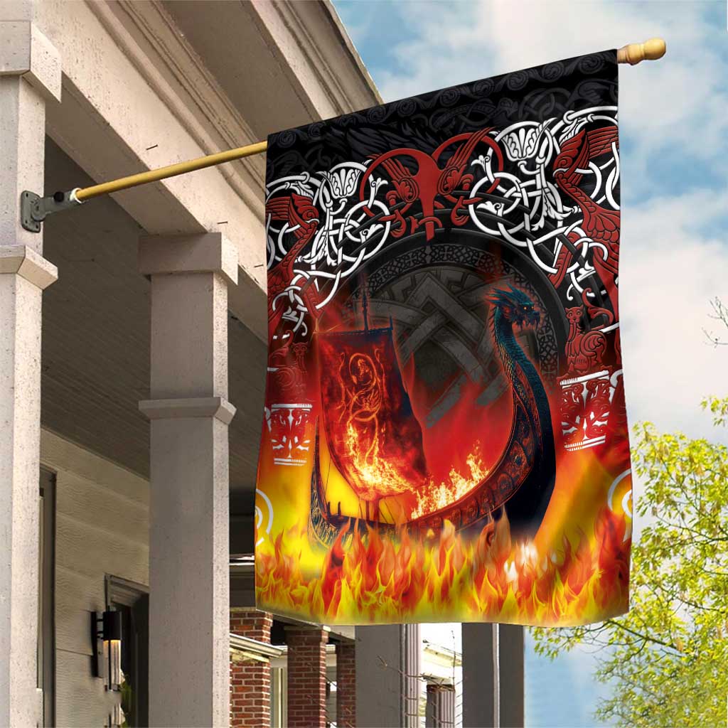 Scotland Up Helly Aa Garden Flag Drakkar Viking Longship Burning The Return of The Light - Wonder Print Shop