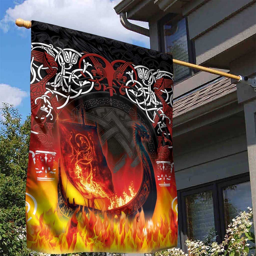 Scotland Up Helly Aa Garden Flag Drakkar Viking Longship Burning The Return of The Light - Wonder Print Shop