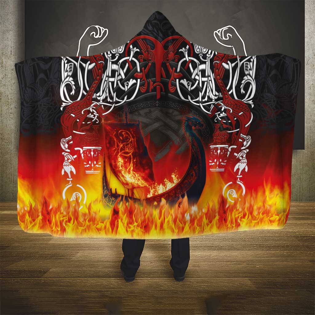 Scotland Up Helly Aa Hooded Blanket Drakkar Viking Longship Burning The Return of The Light