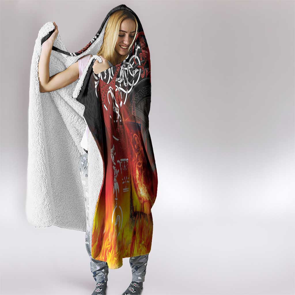 Scotland Up Helly Aa Hooded Blanket Drakkar Viking Longship Burning The Return of The Light