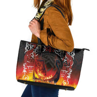 Scotland Up Helly Aa Leather Tote Bag Drakkar Viking Longship Burning The Return of The Light - Wonder Print Shop
