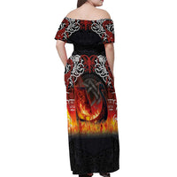Scotland Up Helly Aa Off Shoulder Maxi Dress Drakkar Viking Longship Burning The Return of The Light - Wonder Print Shop
