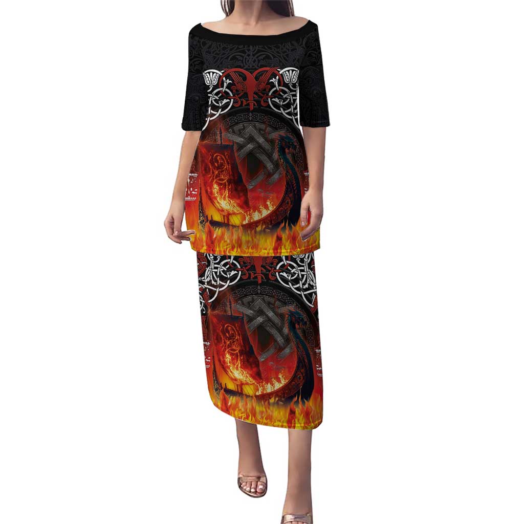 Scotland Up Helly Aa Puletasi Drakkar Viking Longship Burning The Return of The Light - Wonder Print Shop