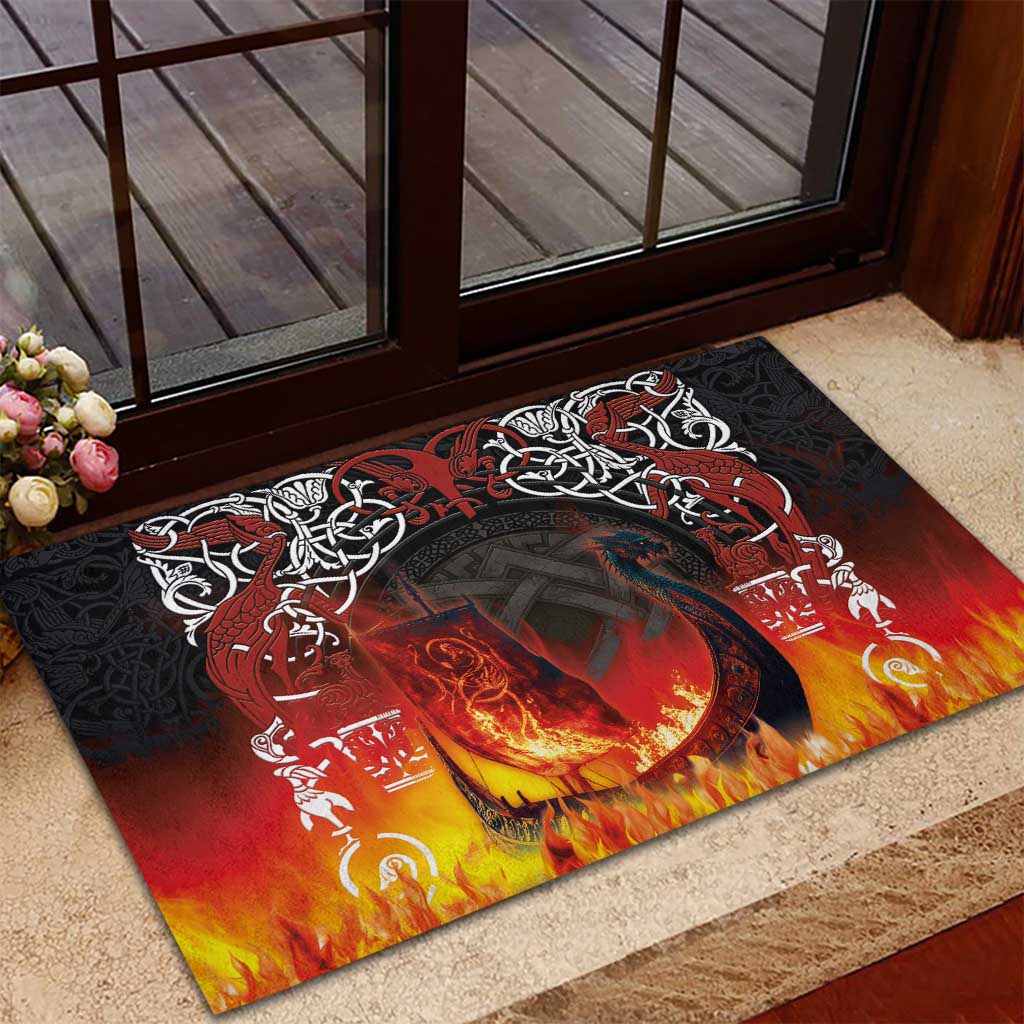 Scotland Up Helly Aa Rubber Doormat Drakkar Viking Longship Burning The Return of The Light - Wonder Print Shop