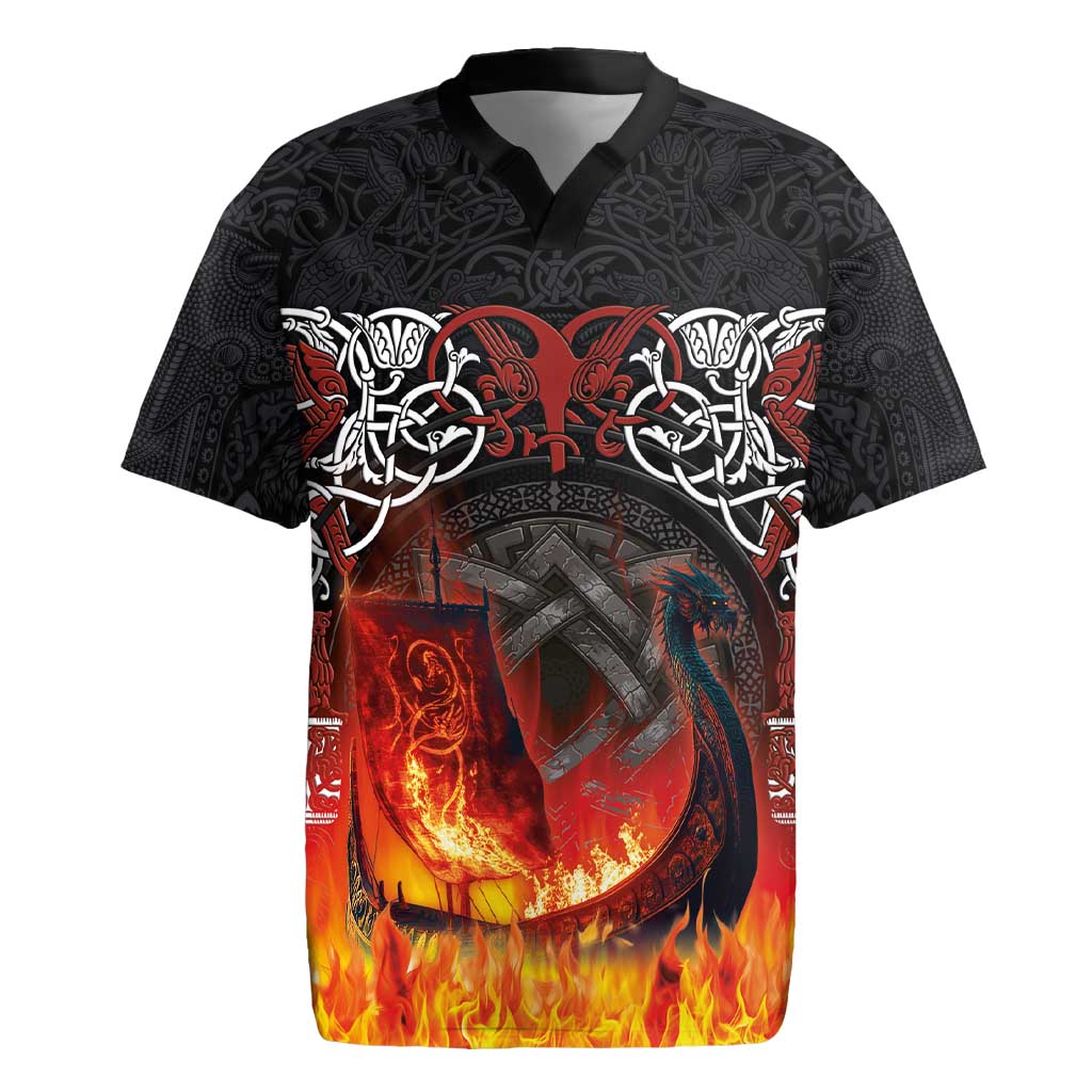 Scotland Up Helly Aa Rugby Jersey Drakkar Viking Longship Burning The Return of The Light - Wonder Print Shop