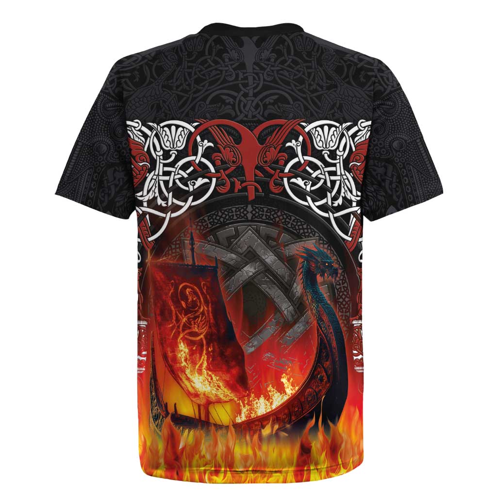 Scotland Up Helly Aa Rugby Jersey Drakkar Viking Longship Burning The Return of The Light - Wonder Print Shop