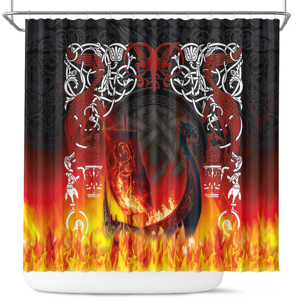 Scotland Up Helly Aa Shower Curtain Drakkar Viking Longship Burning The Return of The Light
