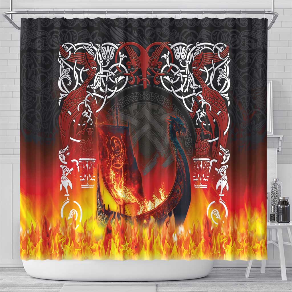Scotland Up Helly Aa Shower Curtain Drakkar Viking Longship Burning The Return of The Light