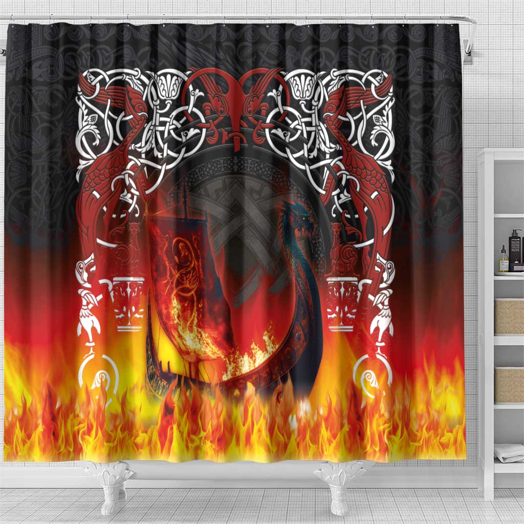 Scotland Up Helly Aa Shower Curtain Drakkar Viking Longship Burning The Return of The Light