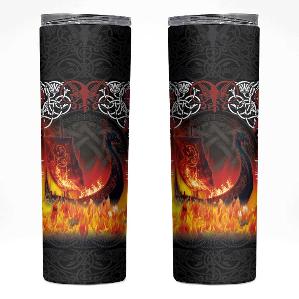 Scotland Up Helly Aa Skinny Tumbler Drakkar Viking Longship Burning The Return of The Light - Wonder Print Shop