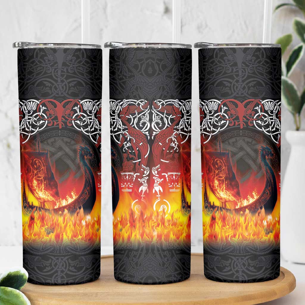 Scotland Up Helly Aa Skinny Tumbler Drakkar Viking Longship Burning The Return of The Light - Wonder Print Shop