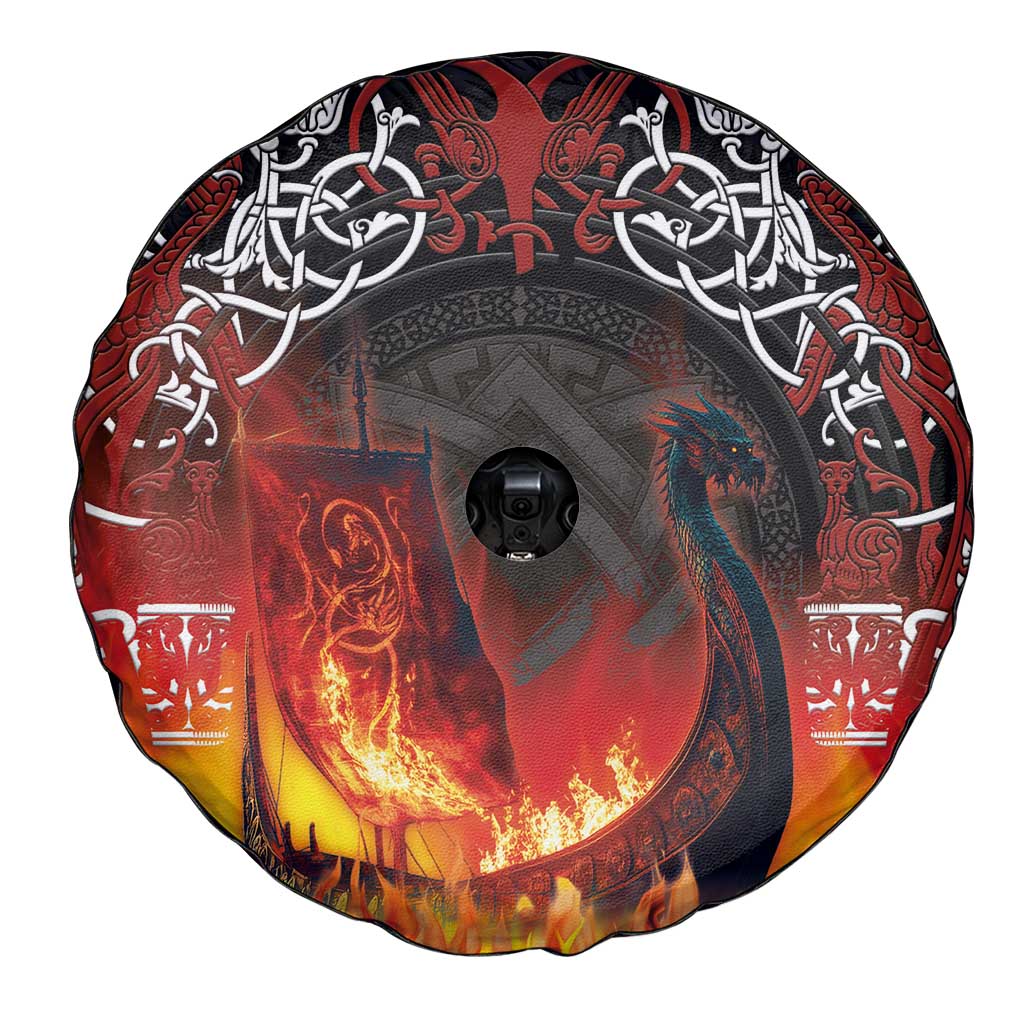 Scotland Up Helly Aa Spare Tire Cover Drakkar Viking Longship Burning The Return of The Light - Wonder Print Shop
